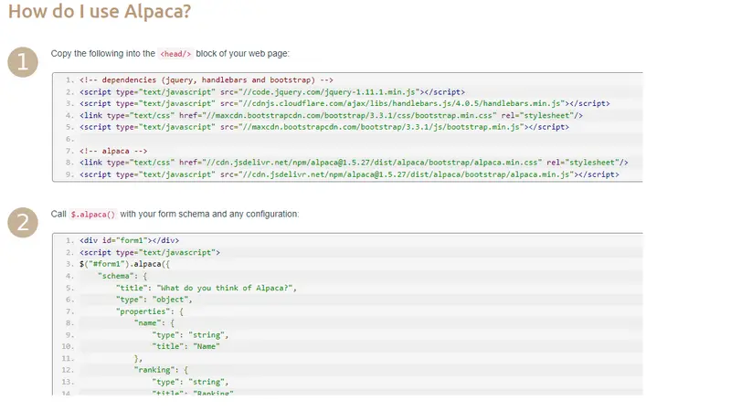 Alpaca form building process, open source form building